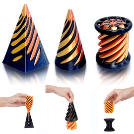 Impossible Cone (3PCS), 3D Printed Spiral Cone Fidget Toy, Impossible Pyramid Passthrough Sculpture, Mini Stress Relief Desktop Decorations Toy for Kids Adult Gift (Laser Gold)