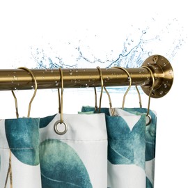 Artiwell 60" Heavy Duty Straight Shower Rod With Shower Rod Flange, Permanent Mount Shower Curtain Rod With Screws Bracket, Never Rust Stainless Steel, Window Curtain and Closet Rod, Champagne Bronze