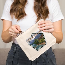 Lantern Press Glacier National Park, Montana, Lake McDonald Lodge, 100% Cotton Zipper Pouch, Travel Accessory, Go Bag