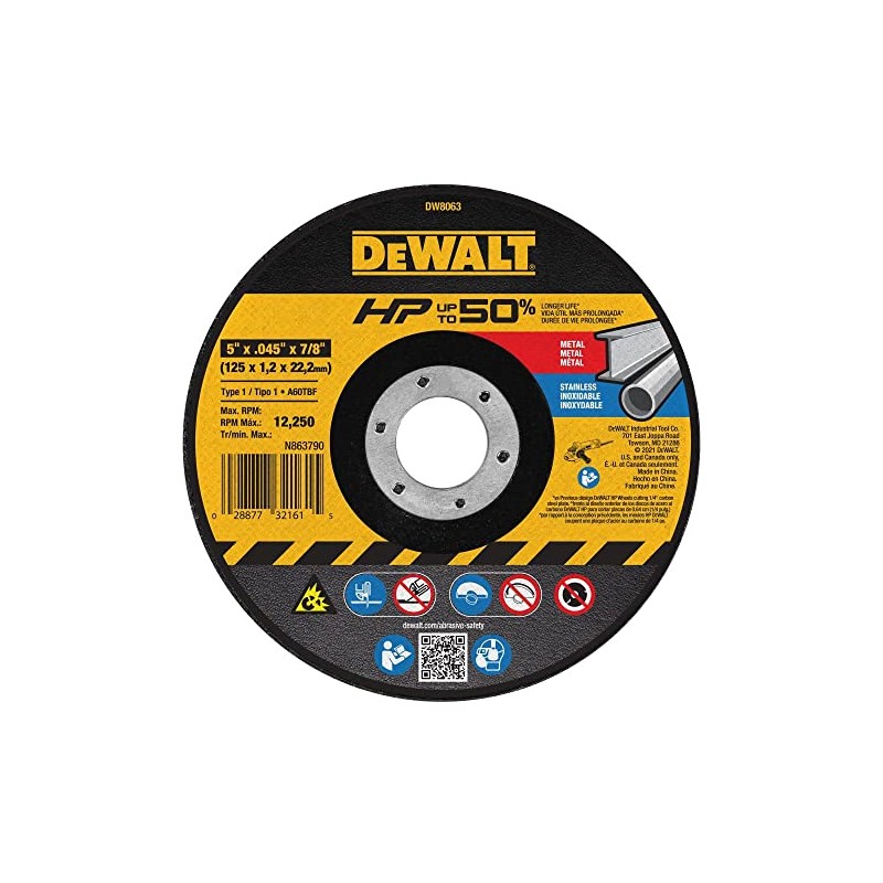 DEWALT DW8063 5-Inch by .045-Inch by 7/8-Inch A60T Abrasive Metal/INOX