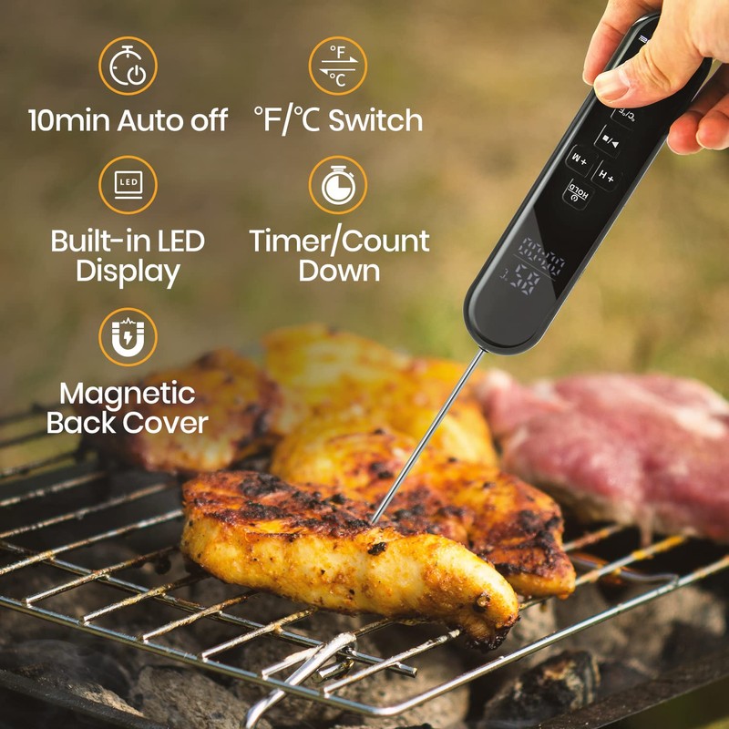 Circrane Digital Instant Read Thermometer, LED Hight Bright Screen with