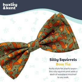 Huxley & Kent Pet Bow Tie for Dogs & Cats - Adjustable Hook & Loop Collar Accessory - Cute & Comfortable for Holidays & Celebrations - Silly Squirrels, Extra-Large