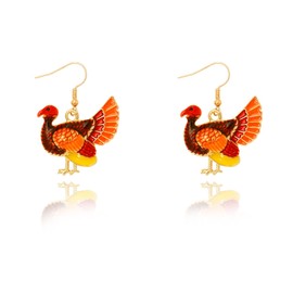 Thanksgiving Turkey Earrings for Women Fall Maple Leaf Chicken Earrings for Thanksgiving Gifts(orange)