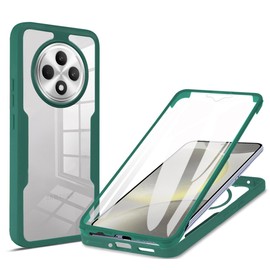 UPLAI Clear Case for OPPO Reno 12F 4G/Reno 12 FS(Reno12 F 5G), 360° Full Body Military Grade Shockproof Cover with Built-in Screen Protector, Ultra Thin PC + Soft TPU Bumper Case. Green