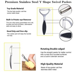 Potato Peelers Vegetable Peeler - Premium Stainless Steel Y-Shaped Rotatable Multifunctional Apple Peeler, Good Grip & Durable Peeling Tool for Kitchen, Vegetables, Fruits