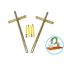 Heavy Duty Long Concealed/Invisible/Hidden Floating Shelf Support Brackets Oak Mantel Timber Scaffold Board Wall Mounted Shelf Support Cross Brackets (150mm, Pack of 2)