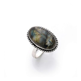 SMB Arts Crystal Products Natural Labradorite Ring Set for Women,Vintage Joint Knuckle Stackable Rings Oval Gemstone Ring