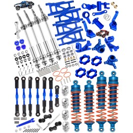 hosupRC Upgrades for 1/10 Rustler/Stampede/Slash 4WD,Drive Shaft CVD&RC Shock&Turnbuckles Camber Links&A Arm&Caster Block,Steering Blocks,Rear Stub Axle Carriers&Steering Bellcranks&Hex Hub,Blue