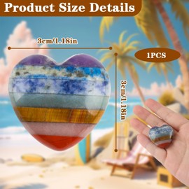 7 Chakra Heart Thumb Worry Stone, Worry Stone Heart Healing Crystals Love Stone Natural Healing Puff Worry Stone for Anxiety Stress Relief Reiki Therapy,Healing Crystal Gift