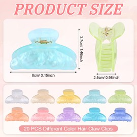 20 PCS Acrylic Hair Claw Clips for Women Gifts Non-slip Large Claw Clamps Bulk Fashion French Shimmering Stylish Barrettes Accessories for Girls Thick Thin Hair Home Party Gift