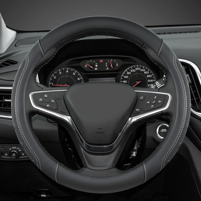 GIANT PANDA Car Steering Wheel Cover Customized for Chevy, Black