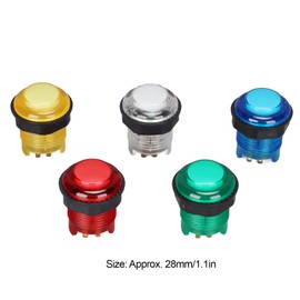 5pcs 28mm Arcade LED Light Push Button with Switch, LED Lighted Push Button for Arcade Machine Game Joystick (5V)
