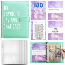 Budget Planner German A5 Budget Binder Money Organiser Ring Binder Financial Planner Saving Folder 100 Envelope Challenge Binder, Cash Stuffing Starter Set (Green)