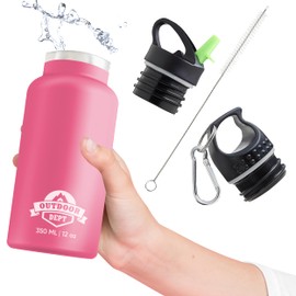 OUTDOOR DEPT Insulated Kids Thermos Drinking Bottle 350ml Leak Proof Stainless Steel BPA free for Sports and School Pink, Blue Vacuum flask also for carbonated beverages