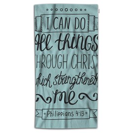 Moslion Bible Verse Bath Towels 64Lx32W Inch with I Can Do All Things Through Christ Christian Lettering Quote Bath Hand Towel Decorative Bath Towels Soft Polyester-Microfiber for Bathroom