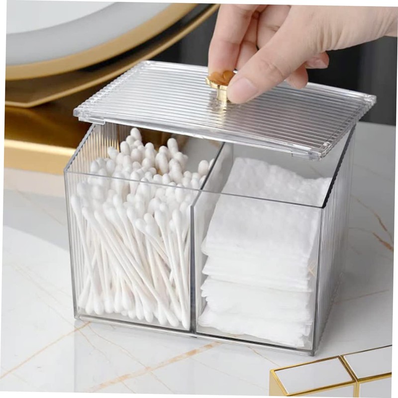 ULTECHNOVO Makeup Storage Box Lid Cotton Swab Holder Makeup Sponge