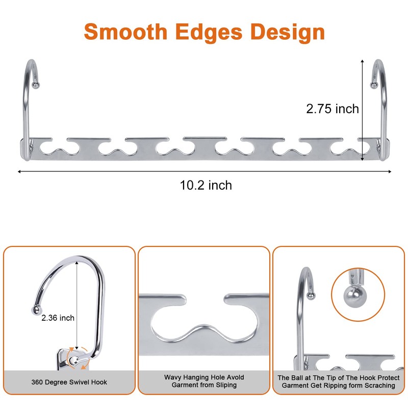 Sindax 8pcs Space Saving Hangers Stainless Steel Durable Magic Hangers