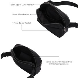 Jessie & James Crossbody Nylon Waist Pack with Adjustable Buckle Strap Fashion Multi Pocket Belt Bag| Black