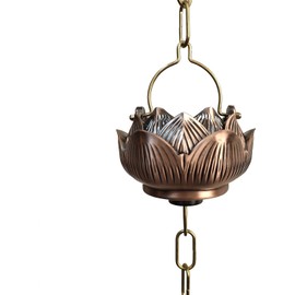 Cadena de Lluvia para reemplazo de bajantes de canalones, colector de Agua Decorativo Ajustable con diseño de Loto.,Size_Name-4.5M (14.8Ft)