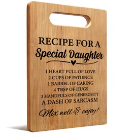 Lacama Mother's Day Birthday Gifts for Daughters from Mom Dad, Daughter Gifts Cutting Chopping Boards for Kitchen, Recipe for a Special Daughter Decorative Bamboo Cutting Board