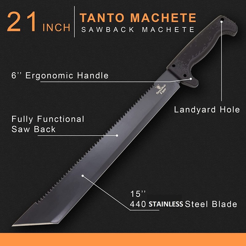 Snake Eye Machete with Heavy Duty Construction-Ergonomic Non-Slip Handle and