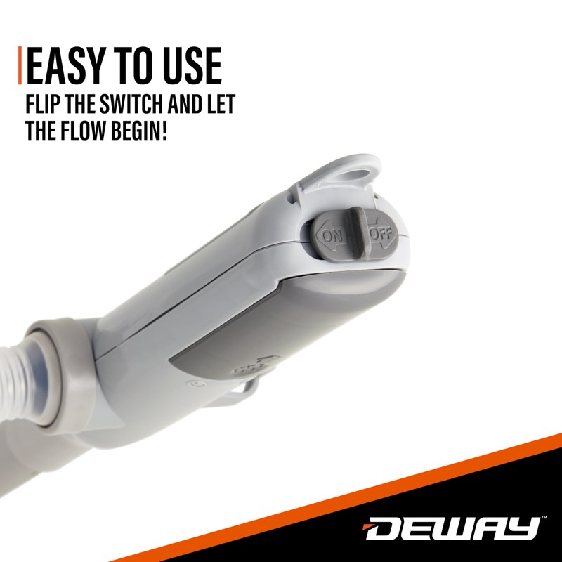 Deway Automatic Fuel Transfer Pump with Auto-Stop, AA Battery Powered,