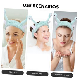 WOONEKY Animal Headband Set Pack Snail Makeup Headband Soft Fleece Spa Headwrap for Face Washing
