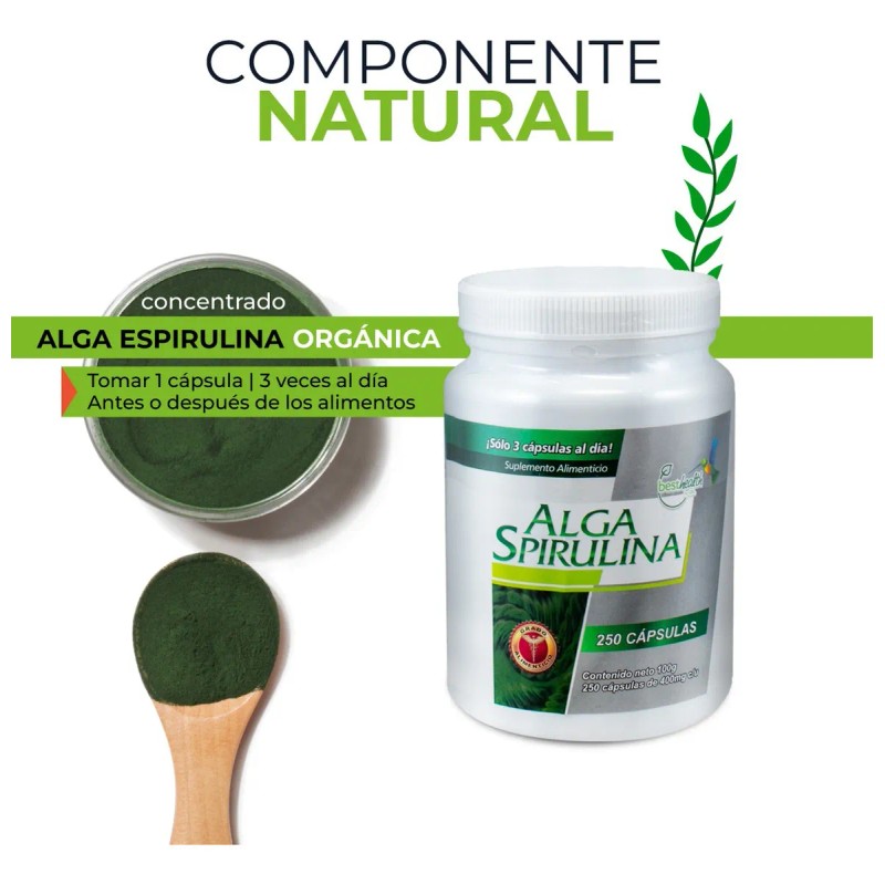 Alga Espirulina De 250 Caps De Best Health Sabor
