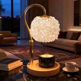 VXUNLIOR Luxury Candle Warmer Lamp with Crystal Gemstone Shade & Color-Changing Premium Base - Adjustable LED Wax Melt Warmer for Home Decor