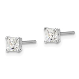 Auriga Fine Jewelry 925 Sterling Silver Princess Cut Cubic Zirconia Solitaire Stud Earrings (L-4 mm, W-4 mm)