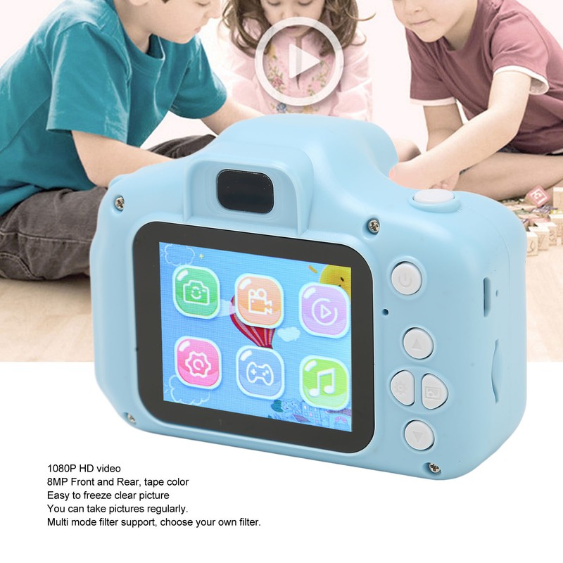 Kids Digital Camera Multi Mode Filter Front Rear 8MP Cute