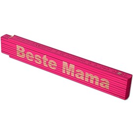 TE-Trend Folding Ruler, Pink, 2 Metres, Folding Ruler, Laser Engraving, Saying, Father's Day, Mother's Day, Mum, Birthday, Beste Mama