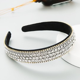 ccHuDE Glitter Rhinestone Headband Bling Sparkly Hairband Jeweled Embellished Hairband Decorative Sparkle Headband Non Slip Hair Hoop for Women Girl Black
