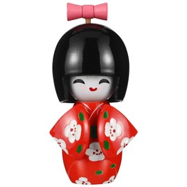 PRETYZOOM Japanese Geisha Kimono Doll Traditional Kokeshi Doll Ornament Wooden Kimono Girl Ornament Asian Geisha Figurines Statues Tabletop Decorations for Home Office Car Birthday Party