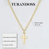 Turandoss Gold Cross Necklace for Women, Dainty 14K Gold Plated