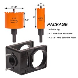 VIKITON Door Lock Installation Kit, with 1 inch Hole Saw (2 inch Depth) & 2-1/8 inch Hole Saw (1.5 inch Depth) and Jig, for Drilling Wood and Metal Door, Installing Deadbolt and Knob, Black