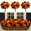 BobbleT 15 Pcs Fake Artificial Fall Mums with Pumpkin Picks,Faux