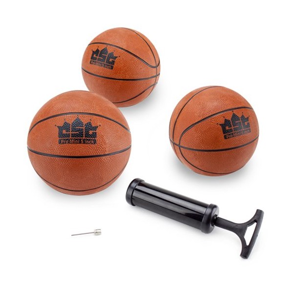 Crown Sporting Goods Mini Basketball with Needle and Inflation Pump (Set of 3), 5-Inch