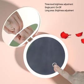 Lingluox 3.5 Inch LED Travel Makeup Mirror,Portable Folding Compact Mirror with 1X/2X Magnification,Cosmetic Mirror for Women (White)