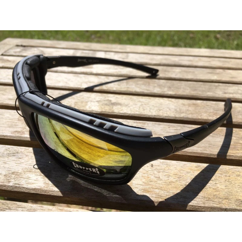Choppers CP92803 Padded Foam Sunglasses Motorcycle ATV Glasses Black Mirror