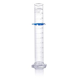 Graduated Cylinder, Globe Glass, 2000mL, Class B, to Deliver (TD), Dual Grads, 3.3 Borosilicate Glass, ASTM E1272, 1/Box