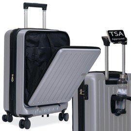 Carry-on Luggage by MAITO - Hardside Lightweight Carry on Luggage with Spinner Wheels, Laptop Compartment, Built-In Phone & Cup Holder - 20-inch 22L Expandable to 29L, Airline Approved TSA Lock