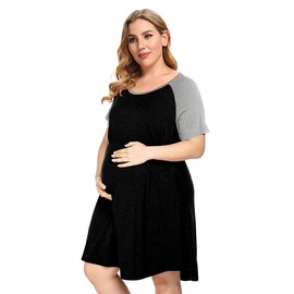 MONNURO Women's Plus Size Labor and Delivery Gown Nursing Nightgown Maternity Sleepwear Dress for Breastfeeding(Black,4X)