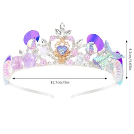 Oblihumoy 1 Piece Mermaid Crown for Girls, Elegant Mermaid Tail Sequin Hairband, Fashion Holiday Headband Decoration for Styling Cosplay