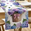 ANATTASOUL Table Runner Hydrangea and Basket 13"x72" Table Decorations, Durable