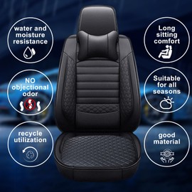 Pack of 2 Car Seat Cushions, Universal Waterproof Seat Cover, Car Front Seats, PU Leather Car Seat Cover, Non-Slip Underlay, Seat Covers, Car Seat Protector for Car Front Seat, Home and Office