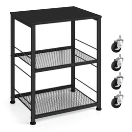 OYEAL Black Night Stand Industrial End Table with Storage Shelf Farmhouse Sofa Side Table for Small Spaces, Bedside Table for Living Room Bedroom, Stable Metal Frame (Black)