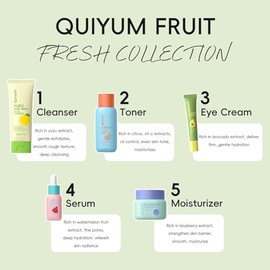 Juego de cuidado de la piel de frutas para adolescentes, 5 rutinas diarias para el cuidado de la piel | Exfoliating, Smooth, Clean, Oil Control, Firm,