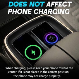 Center Console Wireless Charging Mat for Rivian R1T R1S 2025 2024 2023 2022 Accessories Silicone Non-Slip Charging Protective Pad Phone Charge Area Liner Waterproof Easy Clean Black