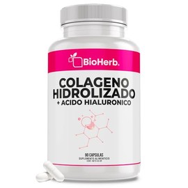 BioHerb Colágeno Hidrolizado + Ácido Hialurónico Extremadamente Eficaz con 90 Cápsulas (Suministro Para 45 Días) Piel, Cabello y Articulaciones Saludables – Alta Concentración, Absorción Óptima, Calidad Premium